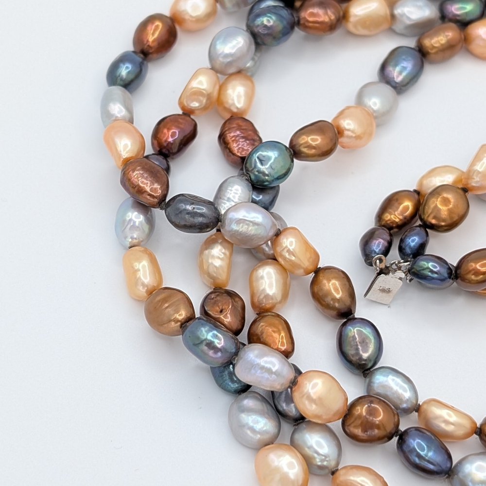 Imperial Pearl Syndicate 4 Strand Multicolor Baroque Cultured Pearl Necklace 18" - Picture 7 of 9